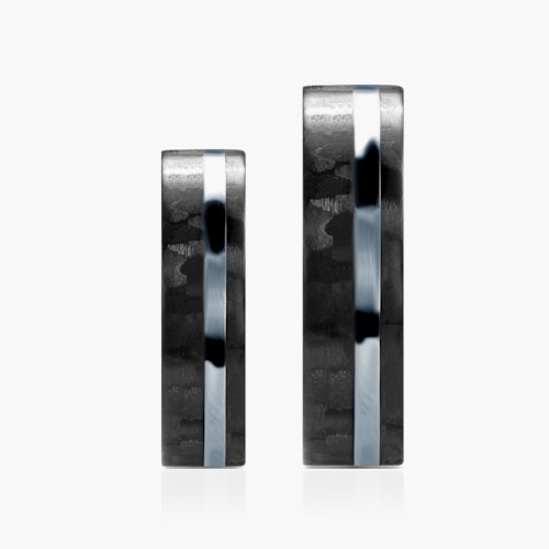 Obrączki ślubne: carbon, tytan, płaskie, 6 mm